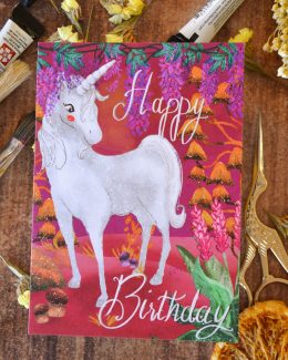 Carte Joyeux Anniversaire petite licorne