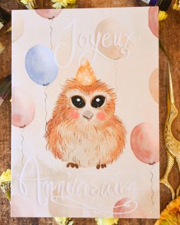 Carte Joyeux Anniversaire petite chouette